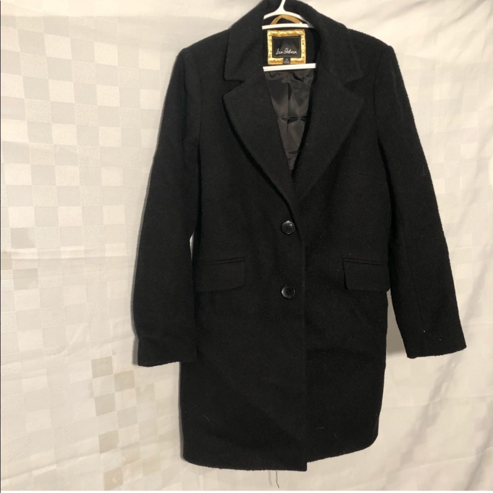 Sam Edelman Black Wool Blend Straight Line Coat
